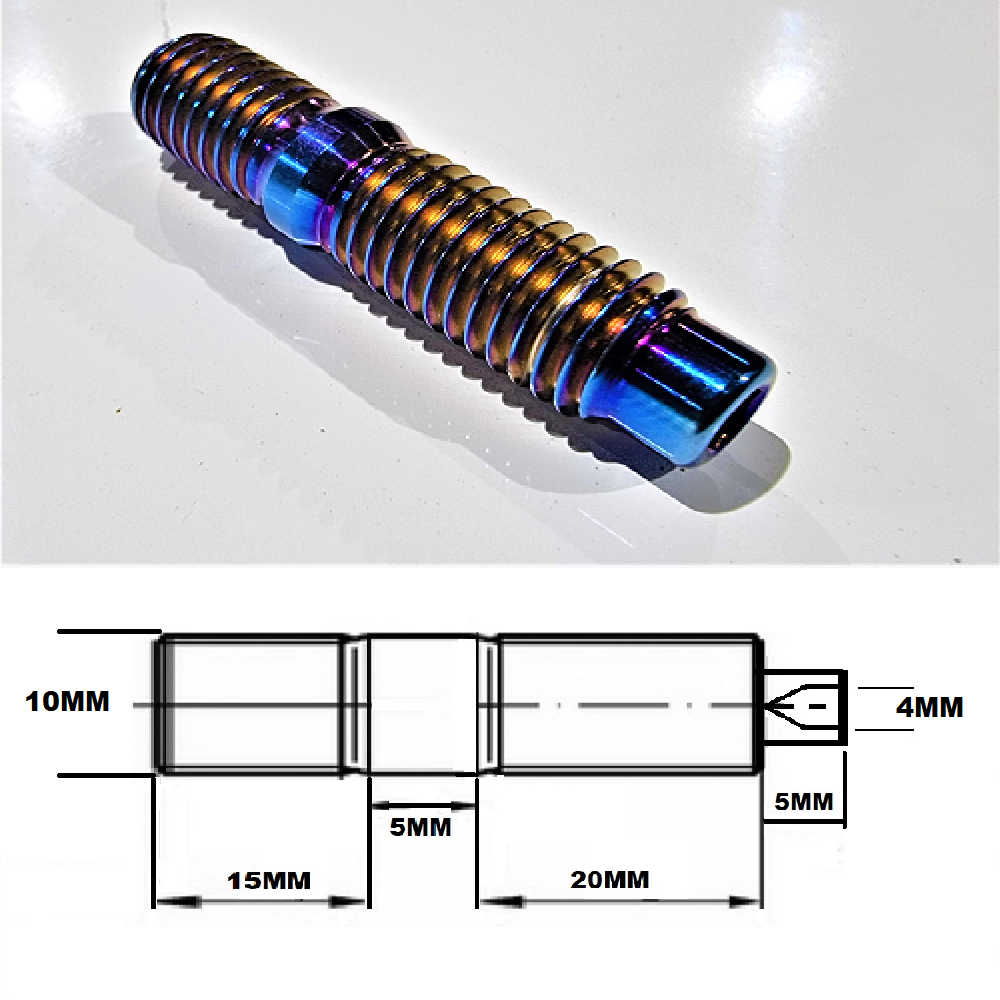 M10X1.5 GRADE 5 TITANIUM STUD BURNT